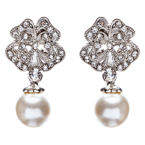 Bridal Wedding Jewelry Crystal Rhinestone Pearl Drop Dangle Earrings E482