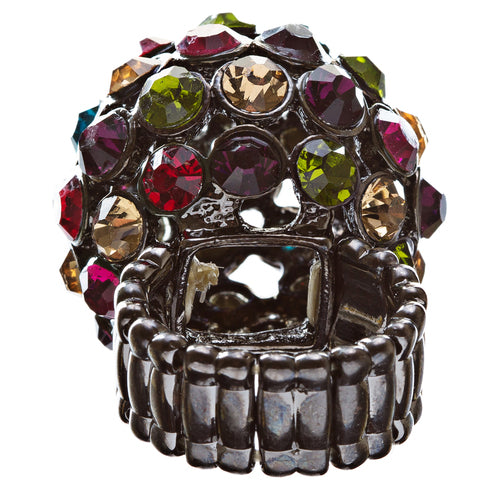 Modern Fashion Crystal Pave Dome Round Stretch Multi-colored Ring R78 MT