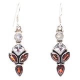 925 Sterling Silver Gemstones Natural Topaz Garnet Moonstone Earrings FJSE2171
