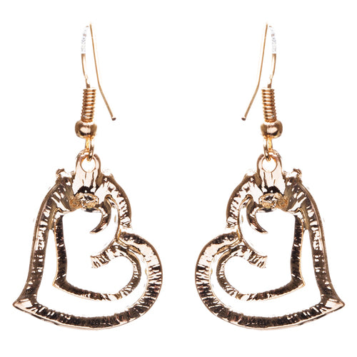 Charming Valentine Theme Fashion Crystal Rhinestone Heart Earrings E906 Gold - Accessoriesforever