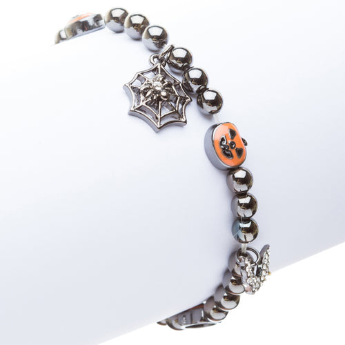Halloween Costume Jewelry Crystal Rhinestone Amusing Charms Bracelet B425 Black - Accessoriesforever